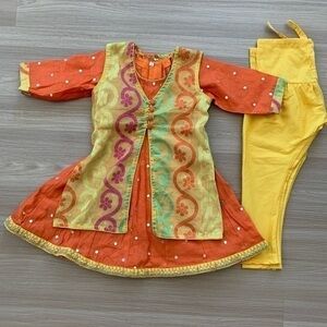 Silk dress in Orange and Gold 2T